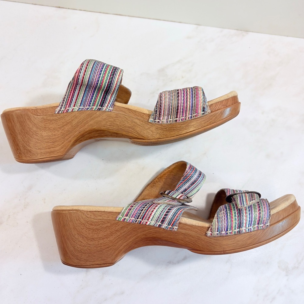 Boho Retro Wedge Sandals Striped Buckle Dansko Women Multi EU 4 / US 10.5